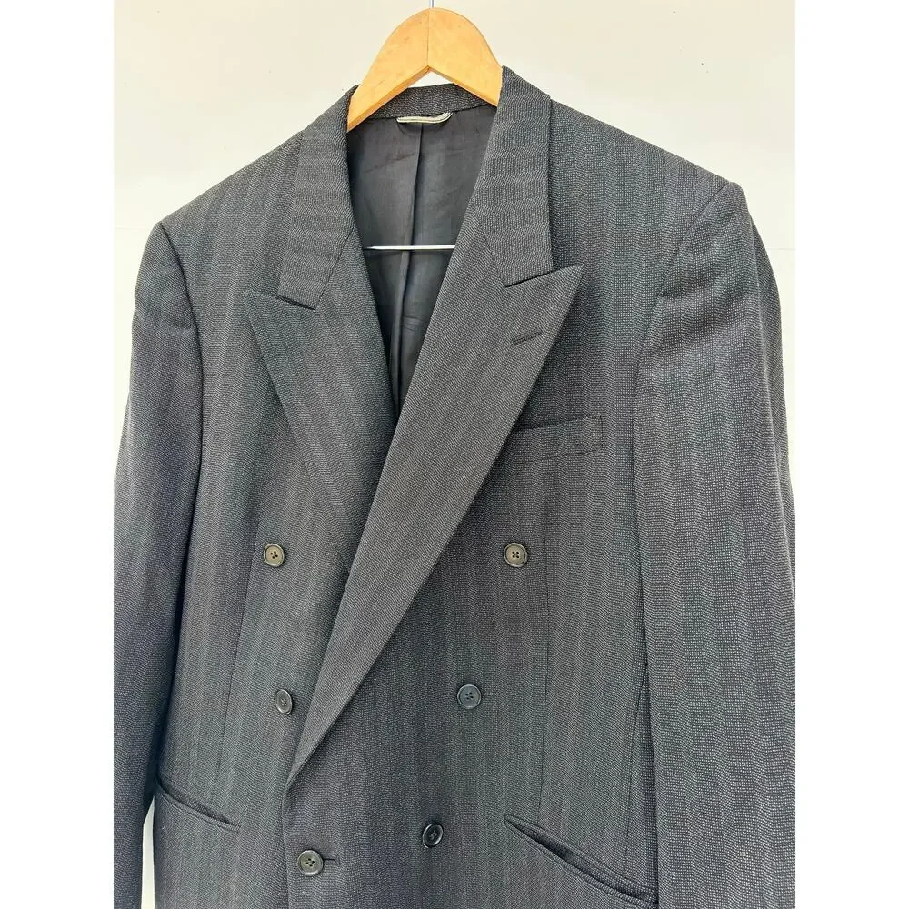 Vintage Christian Dior Oversized Blazer Suit Jacket Wool Designer Charcoal Gray - Picture 5 of 11